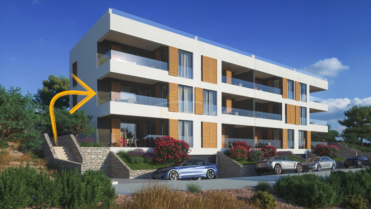 Dvosobno stanovanje z razgledom na morje na Čiovu, območje Salduna blizu kampa Rožac - 64 m2